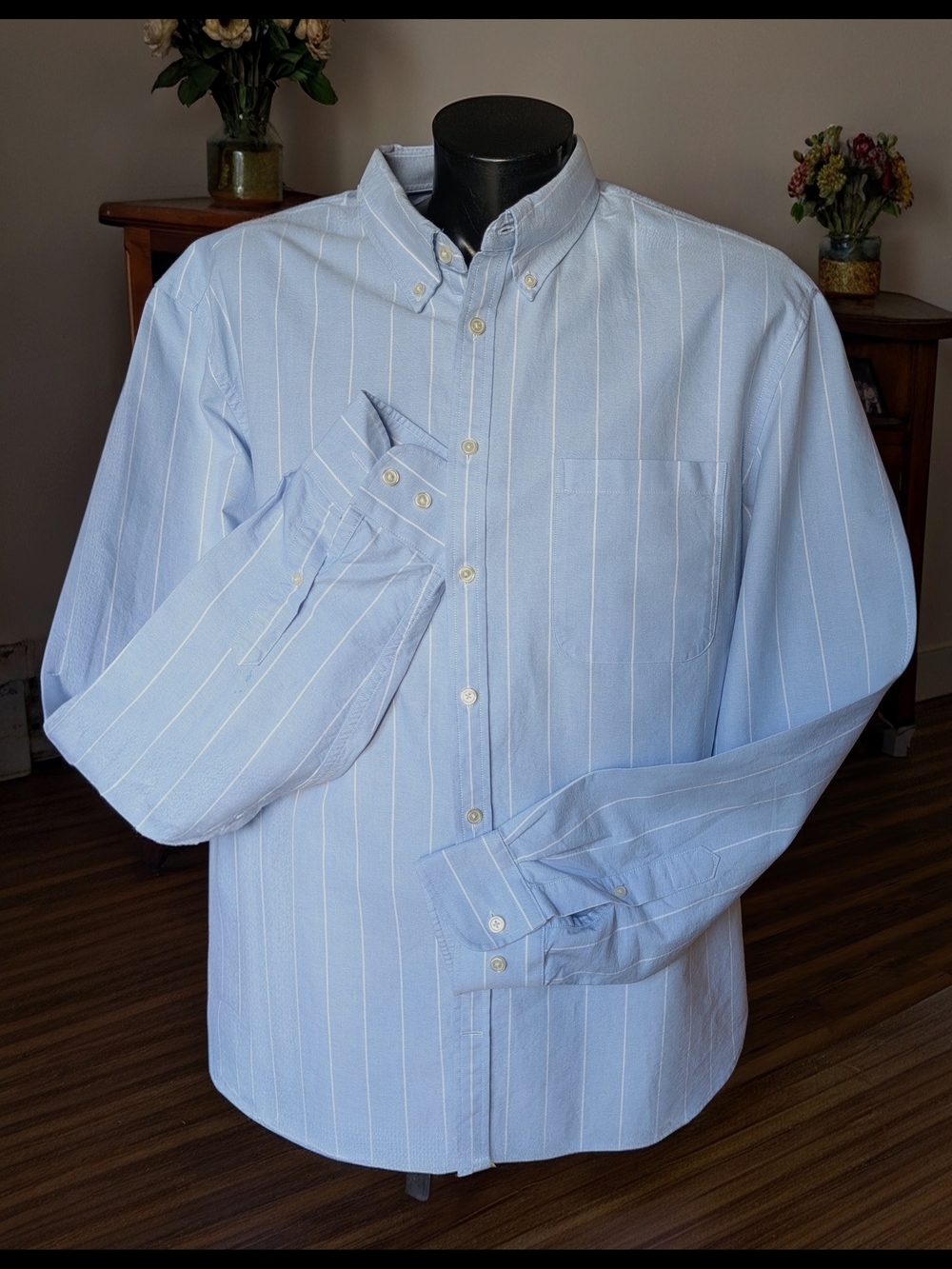 Jos. A. Bank Men's Light Blue Stripe Button-Down Shirt 17/33 XL